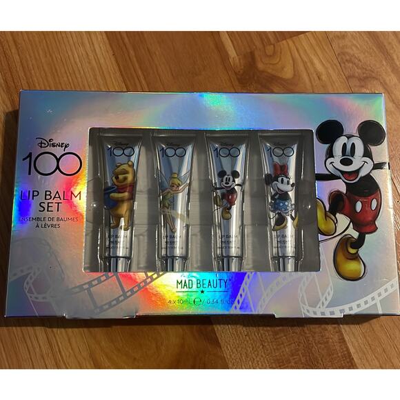 Mad Beauty x Disney 100 Anniversary Lip Balm Set Mickey Minnie Tinkerbell Winnie - Picture 1 of 2